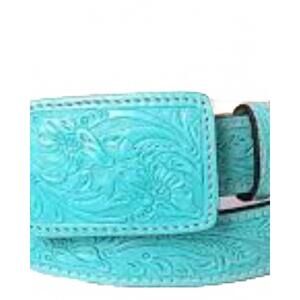 NEW AMERICAN DARLING women's leather buckle belt in green turquoise
